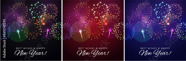Obraz Fireworks new year concept. Colorful of fireworks display in night sky background.