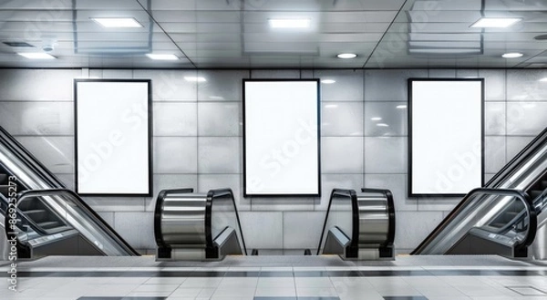 Obraz Blank Advertisements in a Subway Station
