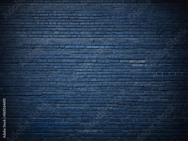 Fototapeta A monochromatic navy blue brick wall offering a sleek and refined look, perfect for creating a minimalistic backdrop.