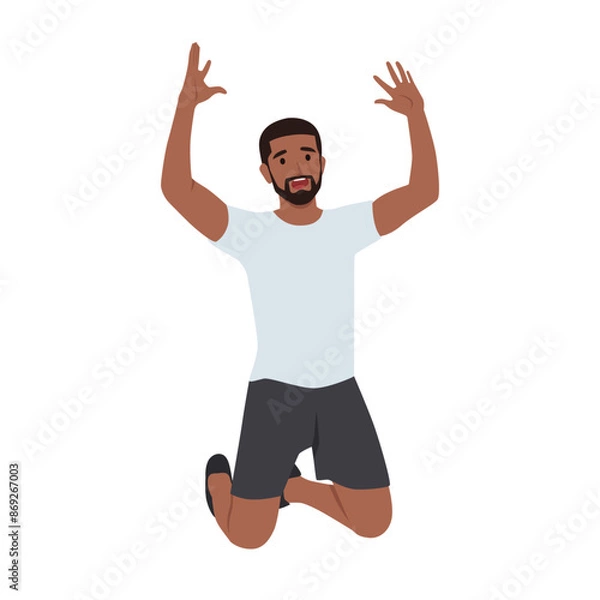 Fototapeta Stressed and frustrated businessman screaming. Flat vector illustration isolated on white background