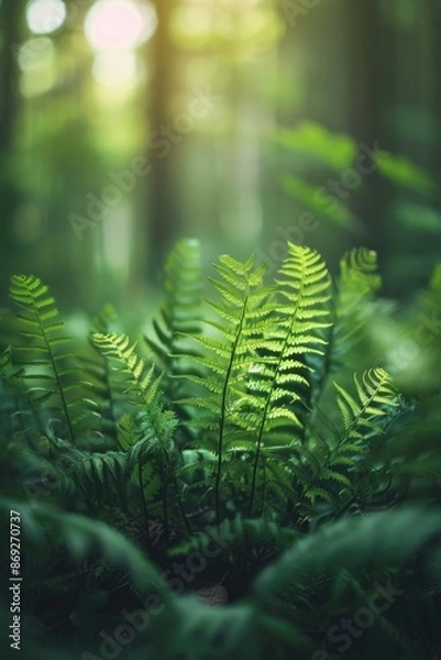 Fototapeta Close-up of a fern plant growing in a forest environment