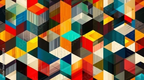 Fototapeta Vibrant Geometric Shapes Pattern in Modern Abstract Design