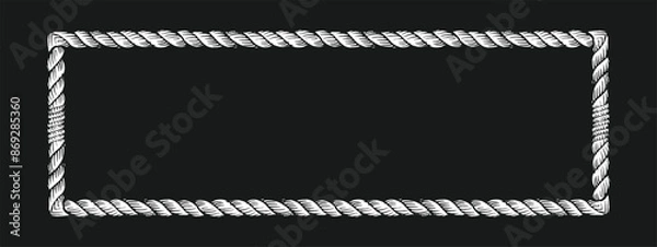 Fototapeta Rectangle rope frame on black background vector illustration