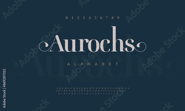 Fototapeta Aurochs Modern abstract digital alphabet font. Minimal technology typography, Creative urban sport fashion futuristic font and with numbers. vector illustration