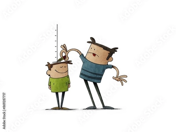 Obraz Child being measured in height by an adult.