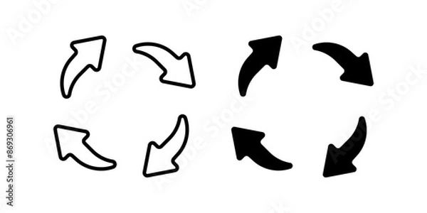 Fototapeta Arrows icon set.  Recycle Symbol. for mobile concept and web design. vector illustration on white background