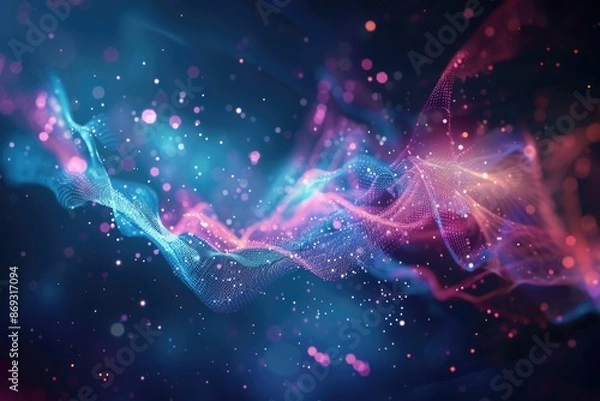 Fototapeta A blue and pink abstract background with some lights