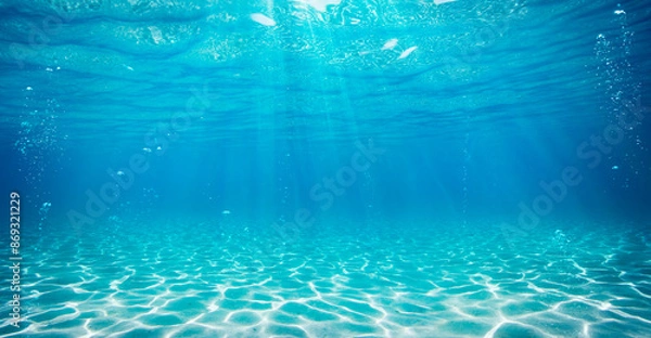 Obraz Undersea In Light Blue Sea With Sand - Water With Abstract Sunshine