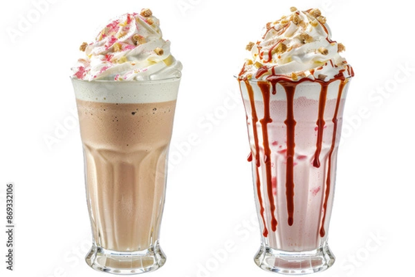 Fototapeta Delicious Milkshake with Cherry Topping Isolated on Transparent Background