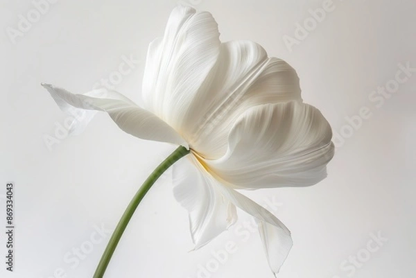 Fototapeta Single White Tulip on a Soft Background
