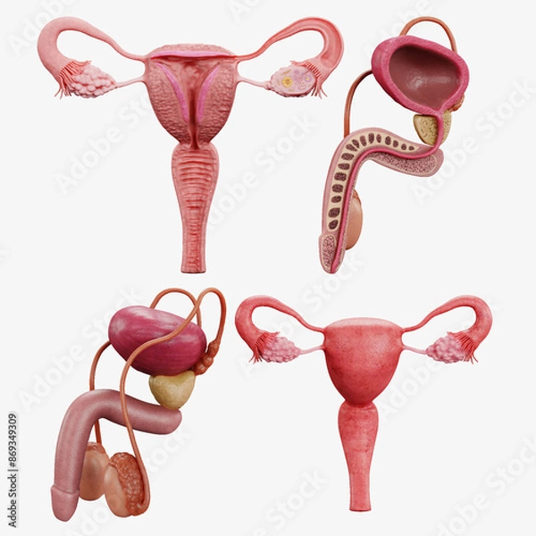 Fototapeta Realistic 3D Render of Human Reproductive System