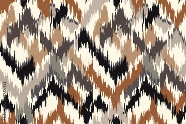 Fototapeta Ikat seamless pattern, geometric design, motif ethnic handmade, Ikat ethnic tribal, boho colors seamless wallpaper. Ethnic Ikat abstract background art.Illustration for greeting cards, printing