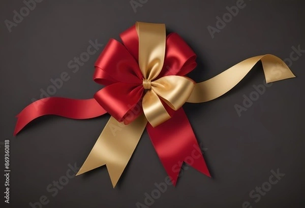 Obraz red bow with ribbon