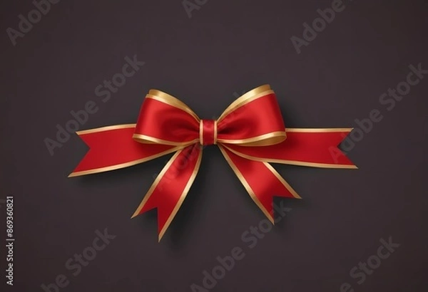Obraz red bow with ribbon