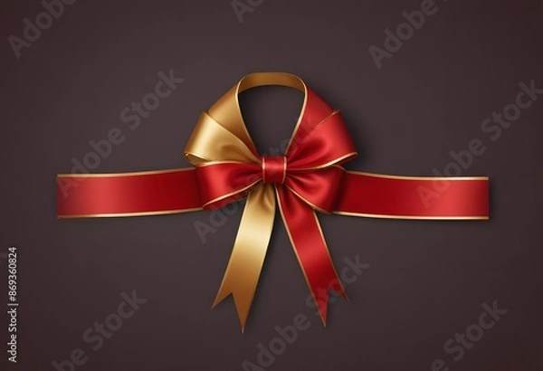 Obraz red bow with ribbon