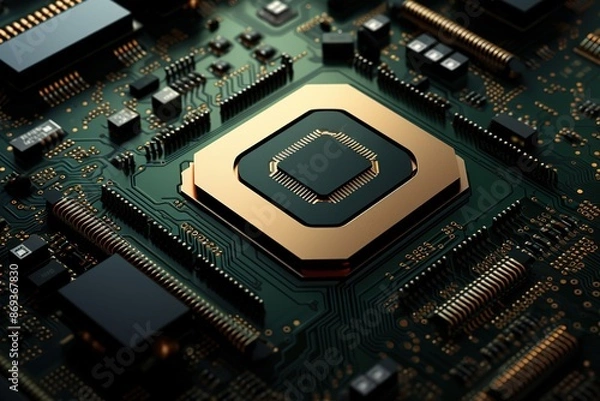 Fototapeta Electronic circuit board close up.
