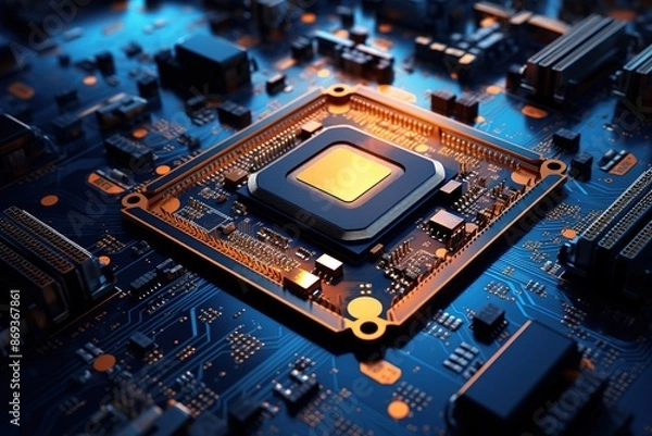 Fototapeta Electronic circuit board close up.
