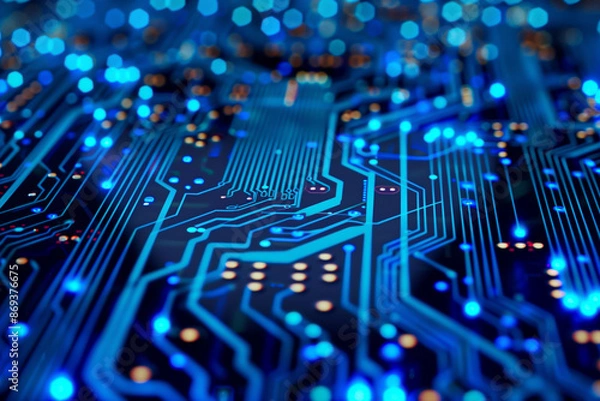 Fototapeta Abstract background technology blue neon lines