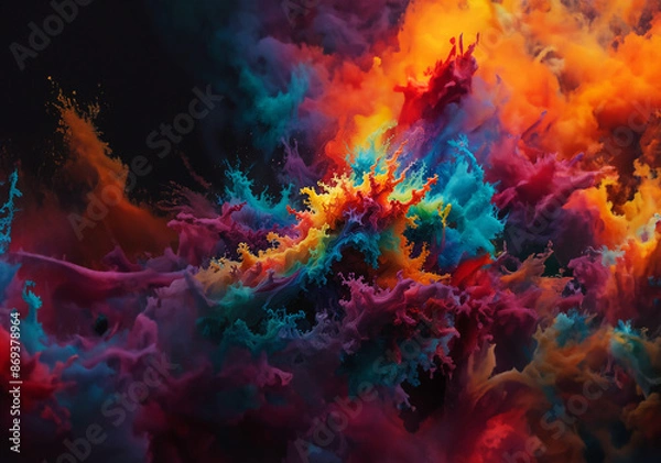 Obraz Vivid color ink explosion on canvas.