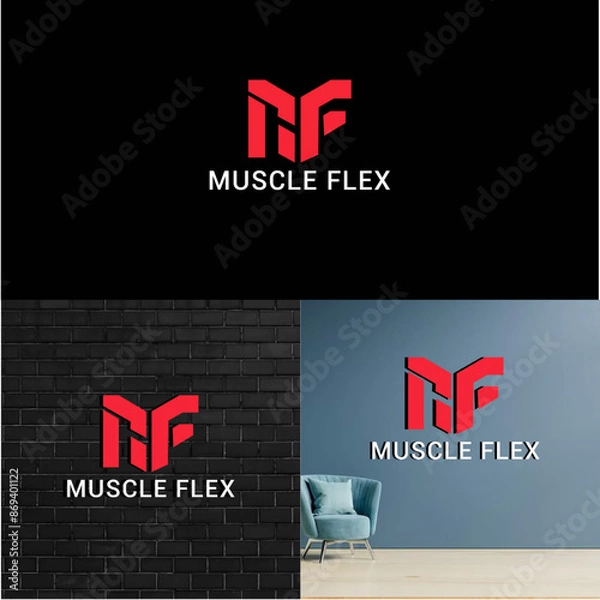 Obraz Muscle Flex 04,  logo design, minimalist logo, unique logo, logo maker, creative logo, brand identity	