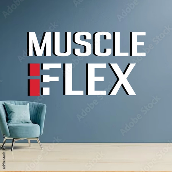 Obraz Muscle-Flex moukup 02,  logo design, minimalist logo, unique logo, logo maker, creative logo, brand identity	