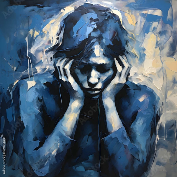 Fototapeta abstract art of a person suffering from anxiety and depression