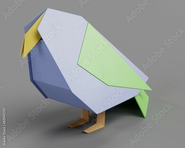 Fototapeta Realistic 3D Render of Paper Bird