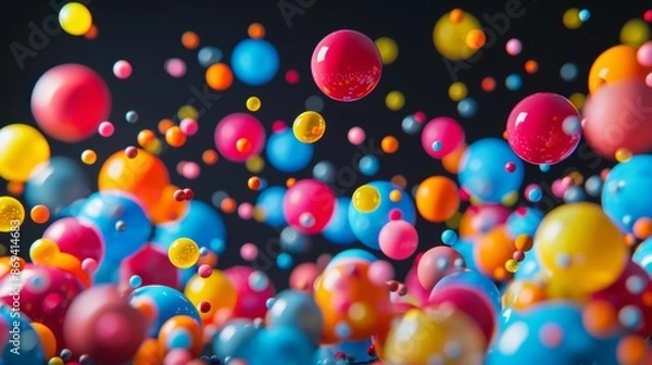 Fototapeta Colorful abstract spheres floating in the air