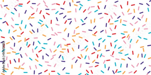 Fototapeta Donut sweet confetti background. Sweet cake, donut texture pattern wallpaper. Vector illustration.
