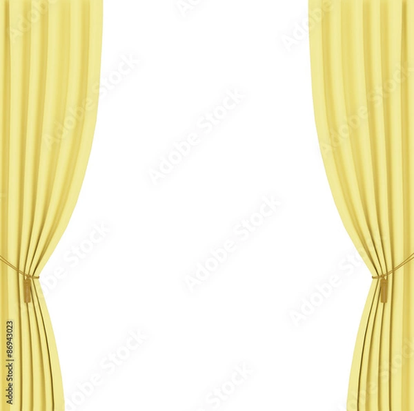 Obraz yellow curtains on white background
