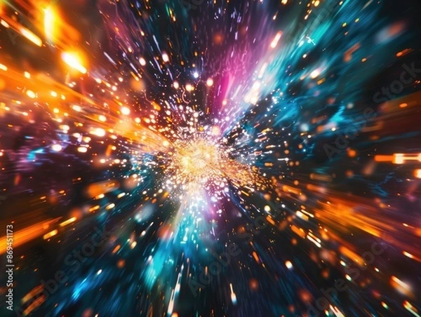 Fototapeta Glitchy Exploding Star Digital Art