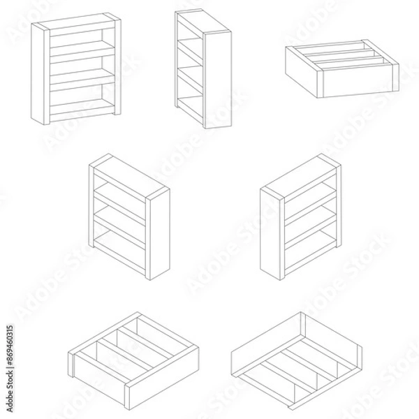 Obraz 立体図面　棚 7種類