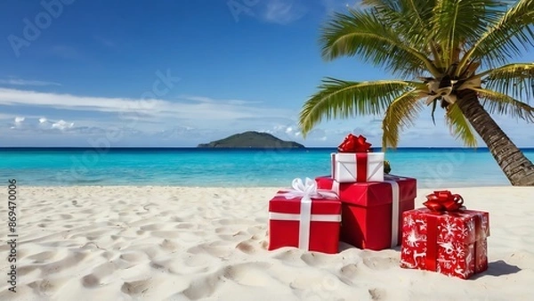 Obraz christmas tree on the beach