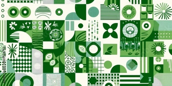 Fototapeta Abstract Geometric Green Pattern