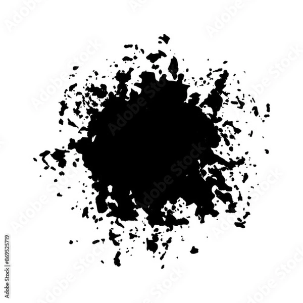 Fototapeta Grunge Style Text Space Black Splashes Silhouette Design on Isolated Background