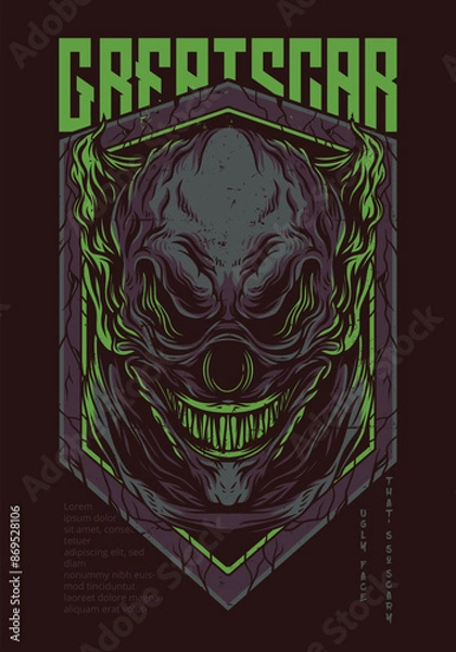 Fototapeta vector artwork monster ugly face