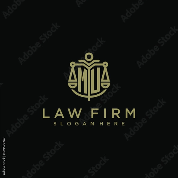 Fototapeta MU initial monogram logo for lawfirm with scale vector design