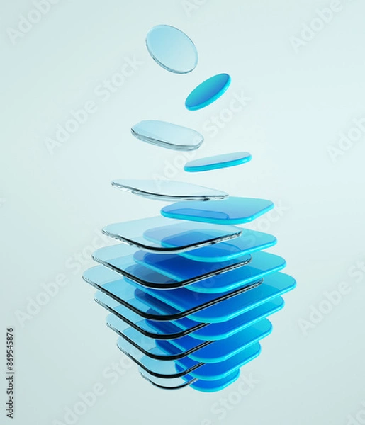 Fototapeta 3d technology, data transfer, database, artificial intelligence, ai, LLM concept. 3s abstract background