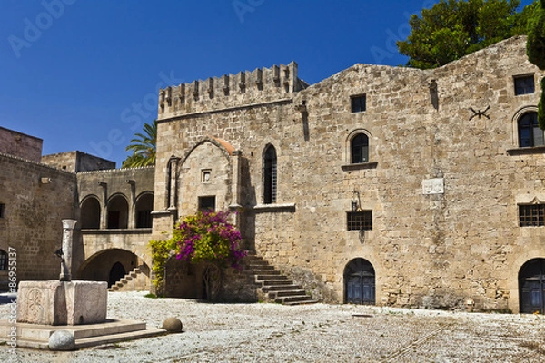 Obraz Medieval buildings at the Argirokastrou Square in the old town of Rhodes, Greece.