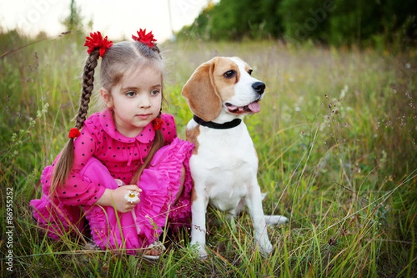 Obraz girl with dog