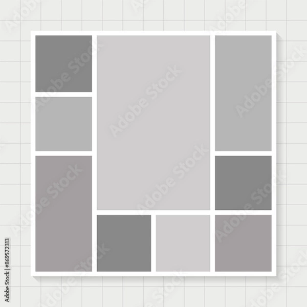 Fototapeta Photo Frame Collage Templates Monochrome Collection