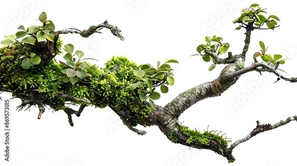 Fototapeta Close-Up of a Moss-Covered Tree Branch