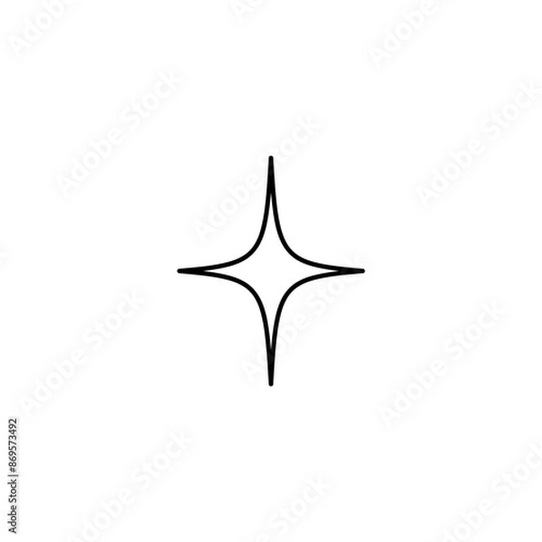 Obraz A star, a star with four corners. Sign, symbol, black and white vector illustration.