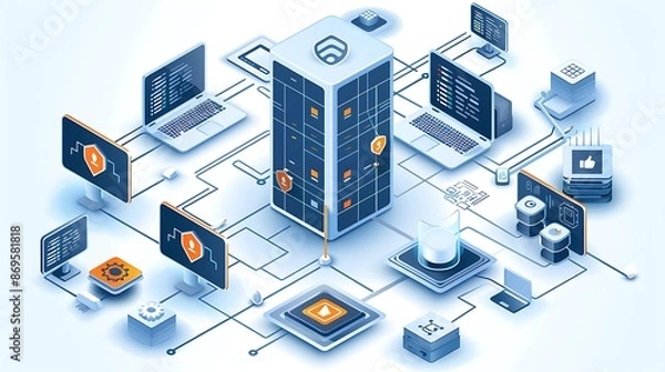 Fototapeta Data Security and Network Architecture Illustration