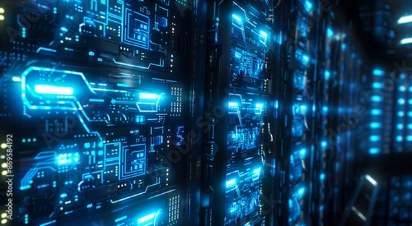 Fototapeta Digital Nexus, Illuminating the Future of Cloud Computing