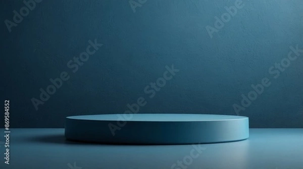 Fototapeta Petrol blue podium on blue background Minimal cosmetic