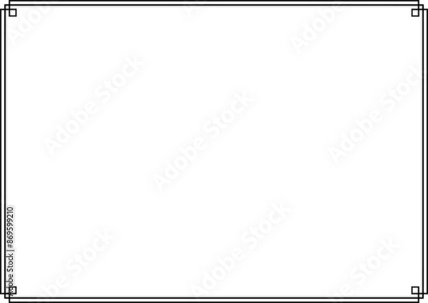 Fototapeta Single Colored Monoline Square Doodle Border