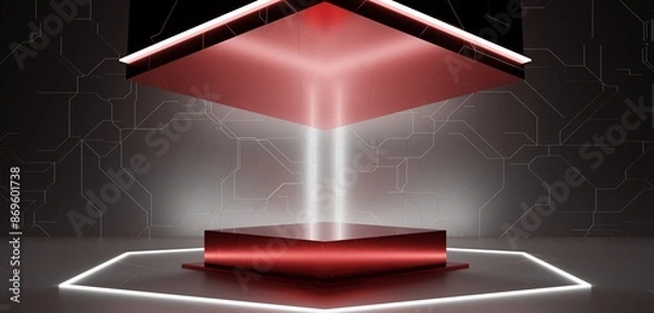 Obraz technology stage Square base, sci-fi stand, display, showroom, 3D illustration