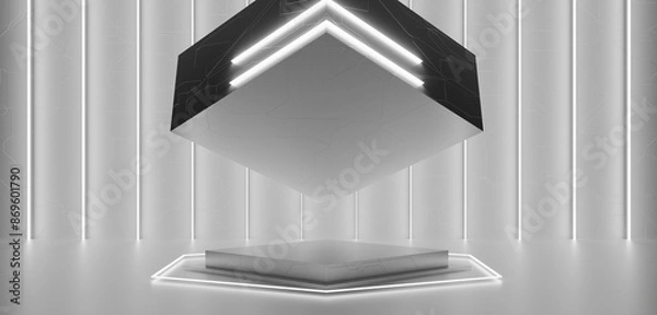 Obraz technology stage Square base, sci-fi stand, display, showroom, 3D illustration