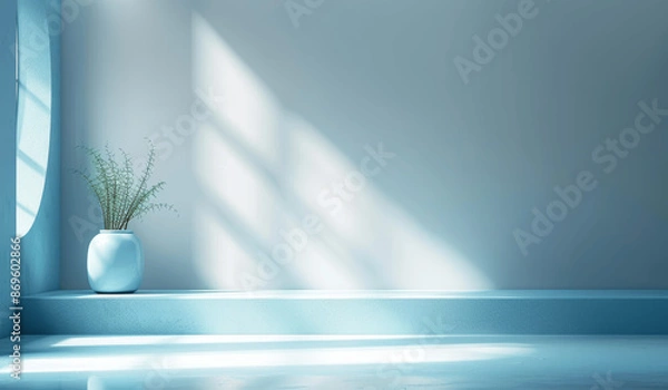 Obraz Light Blue Minimal Background with Shadows for Product Presentation
